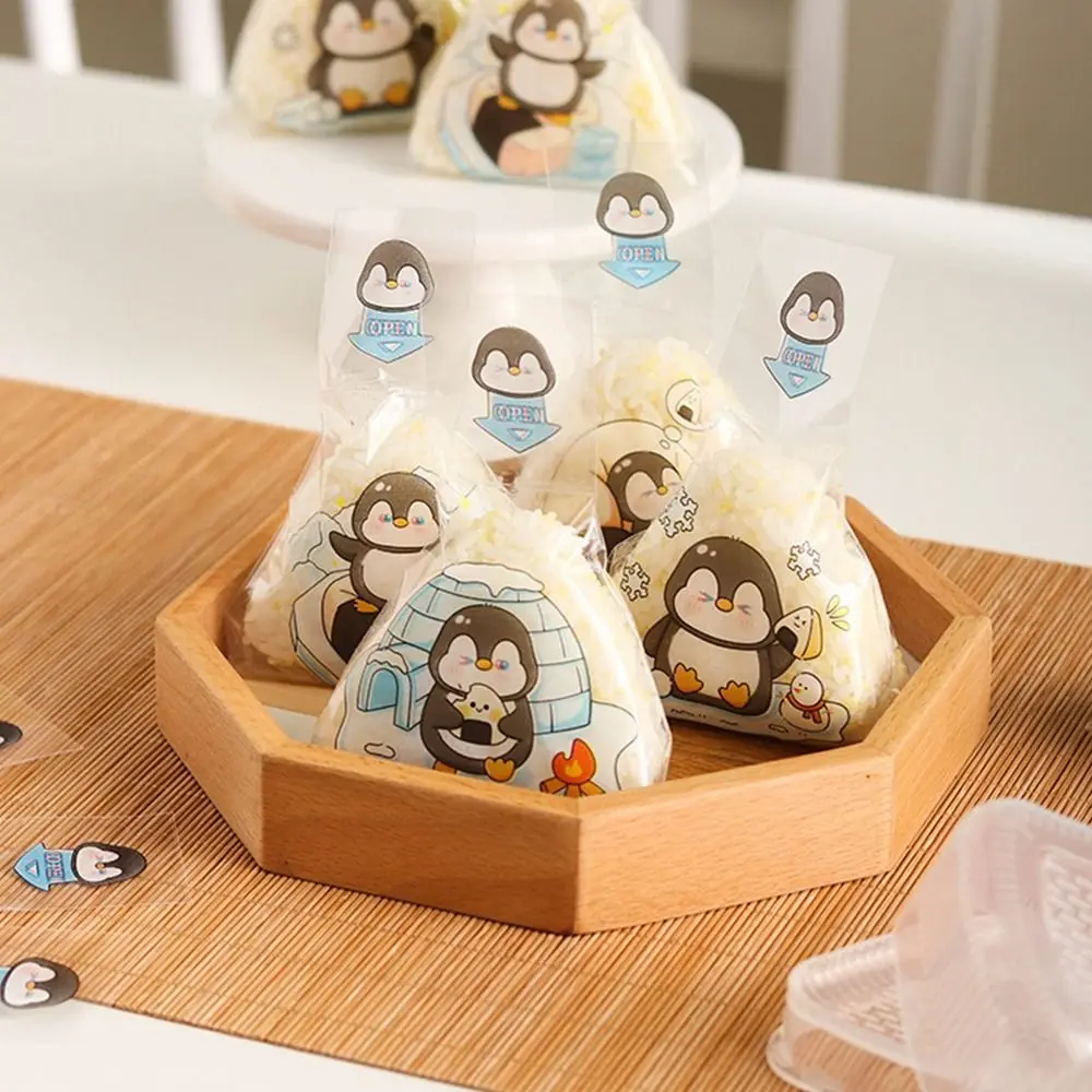 Household 50Pcs Rice Ball Packing Bag Penguin Can Be Heated Seaweed Sushi Mould Bag Kitchen Gadget DIY Triangle Bag