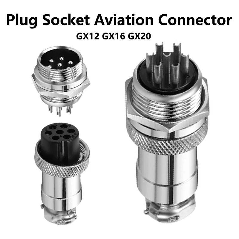 

5/10/100Set GX12 GX16 GX20 2 3 4 5 6 7 8 9 10 12 14 15 Pin Aviation Connector Male Female Docking Cable Aviator Plug Socket