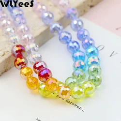 WLYeeS 8mm MixedColor iridescent Disco Faceted Round Ball Beads 50Pcs Austrian Crystal Loose Glass Beads for Jewelry Making DIY