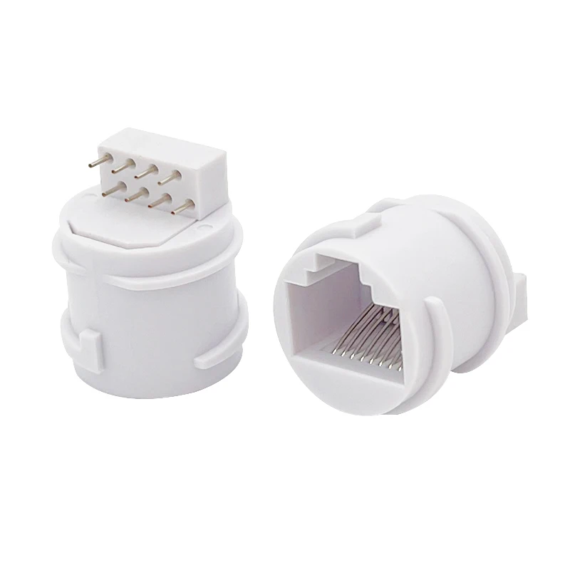 

10PCS Circular surveillance camera cable network waterproof RJ45 female connector PCB panel-mounted 8P8C socket