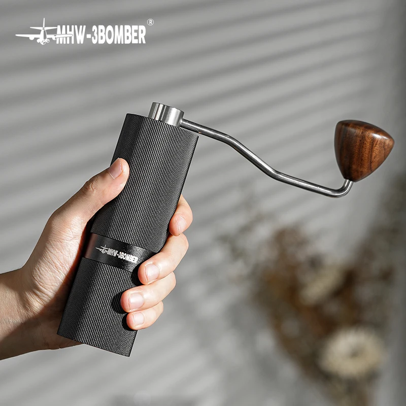 MHW-3BOMBER Manual Coffee Grinder Titanium Steel Grinding Core Adjustable Thickness Hand-Operated Bean Grinder Solid Wood Handle