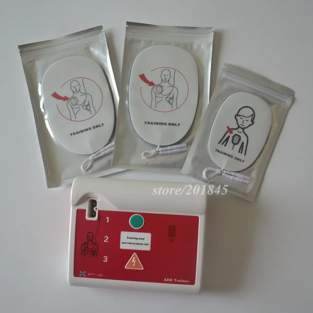 1 Set Bilingual 120C AED Trainer Automated Cardiopulmonary Resuscitation Training First Aid Teaching  Replaceable Language Card