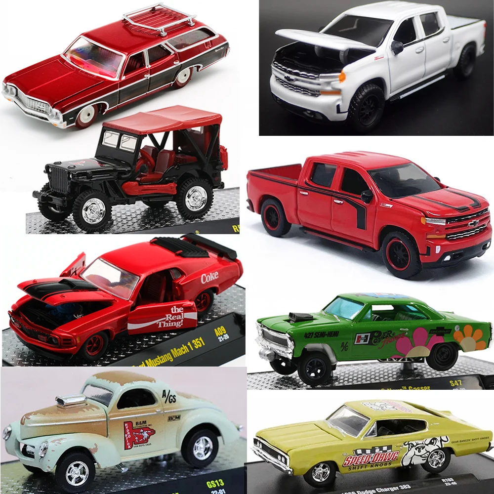 M2 Machine 1:64 Alloy Car Model Ford Mustang Mach GreenLight Pickup Truck Can TruckKids 1/64 Vintage Car Toys Car Collection