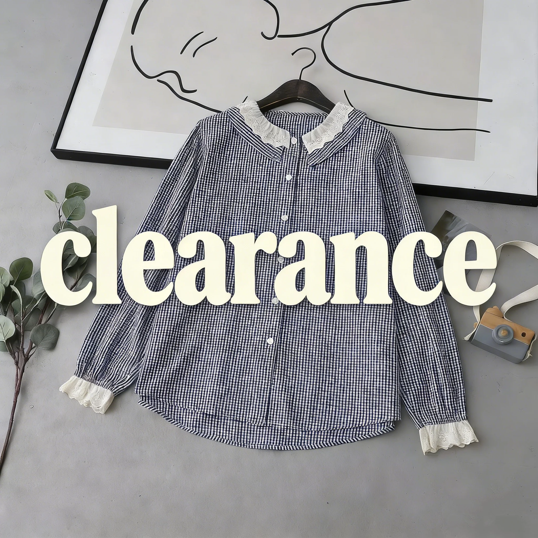 

Распродажа: Новая осенняя хлопковая рубашка для женщин с кружевным двухслойным воротником, топ с длинным рукавом, в клетку, свободного кроя, базовая блузка для девушек.