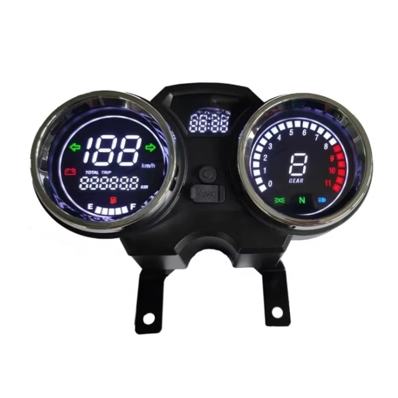 

Multi Functional Waterproof Moto Bike Motorcycle Gauge LCD Digital Tachometer Odometer Speedometer Meter With USB Clock for AKT