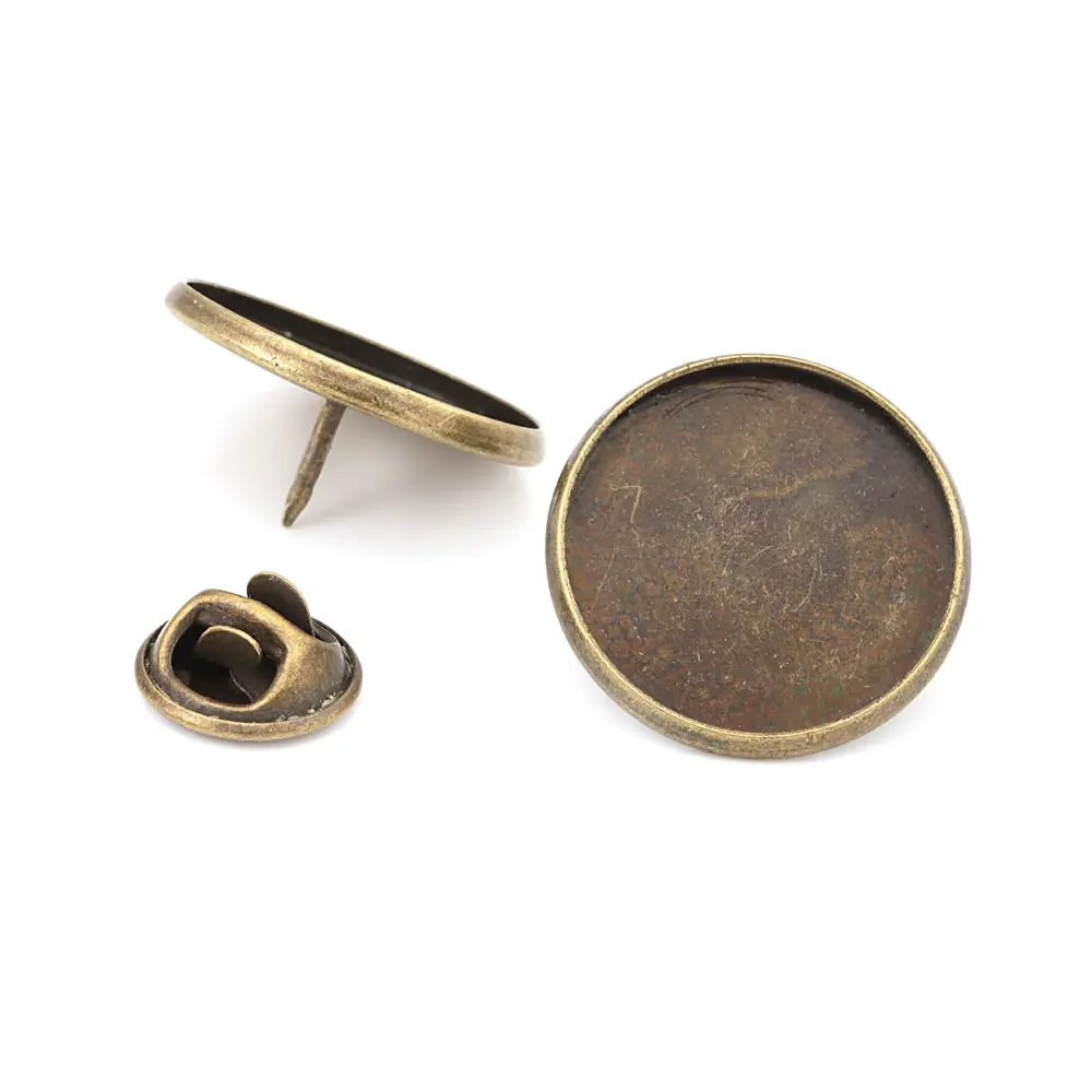 10PCS 20MM 23MM 25MM 18K Gold Color Silver Color Bronze Brass Round Brooch Base Settings Trays Diy Jewelry Findings Accessories