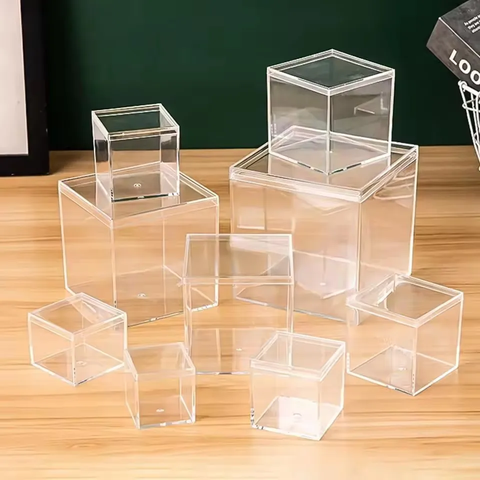 

Multi Size Storage Box High Transparency Acrylic Transparent Box Dustproof Mini Food Candy Storage Container Organizer Box