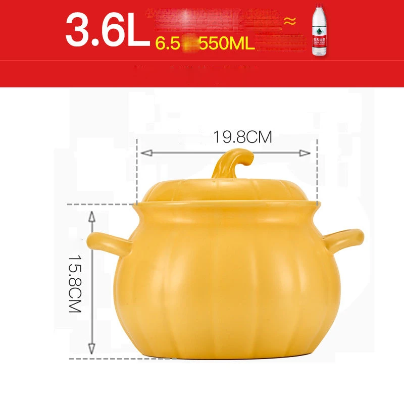 Creative Pumpkin Clay Pot Household Soup Pot Ceramic Cay Pot Gas Stove Stew Pot Open Flame High-temperature resistant Pot ZE895