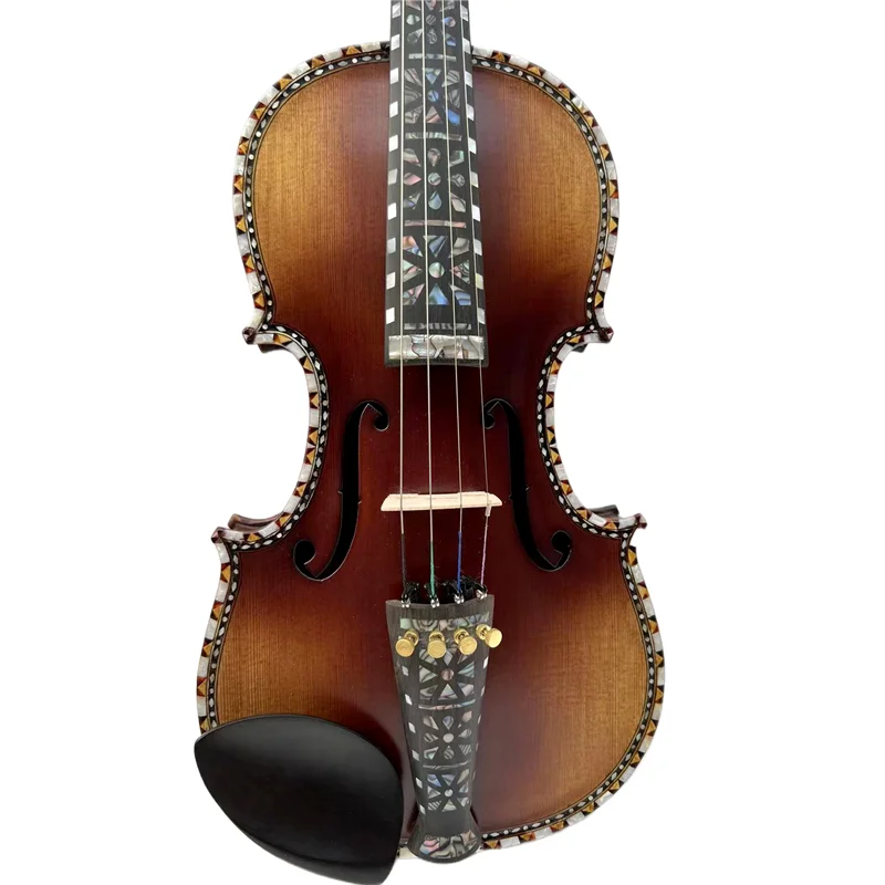 Strad style SONG master bird's eye maple wood 4/4 Hand-inlaid abalone shell fingerboard and pegs Carved ribs and neck