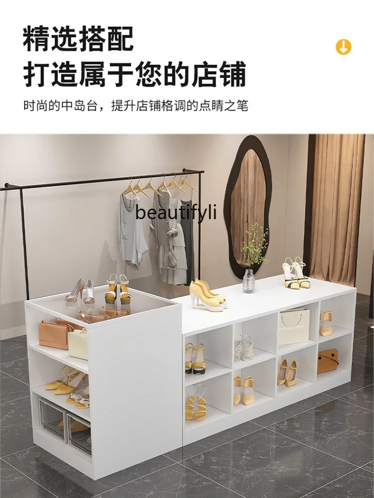 Clothing store Nakajima display stand, shoe bag display rack, flowing water table, table with glass display cabinet