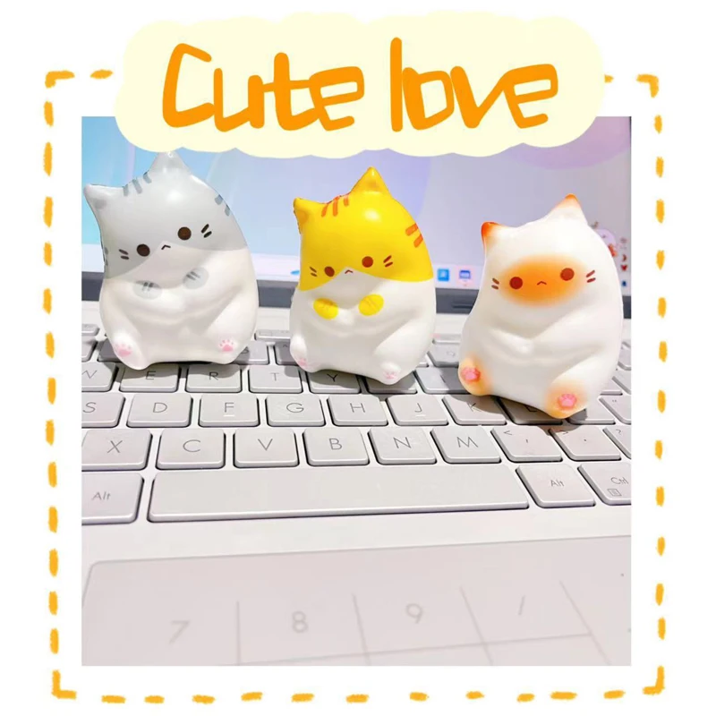 Mini Small Model Cartoon Kawaii Cat Slow Rebound Decompression Toy Table Ornament Decoration Cute Room Gift Girl Fun Soft PU Toy