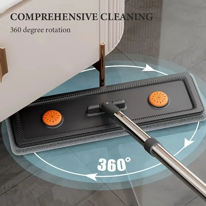 JOYBOS 40cm Spin Flat Mop & Bucket Set - 360° Cleaning Wet Dry Separation for Hardwood/Laminate/Vinyl Tiles view 2