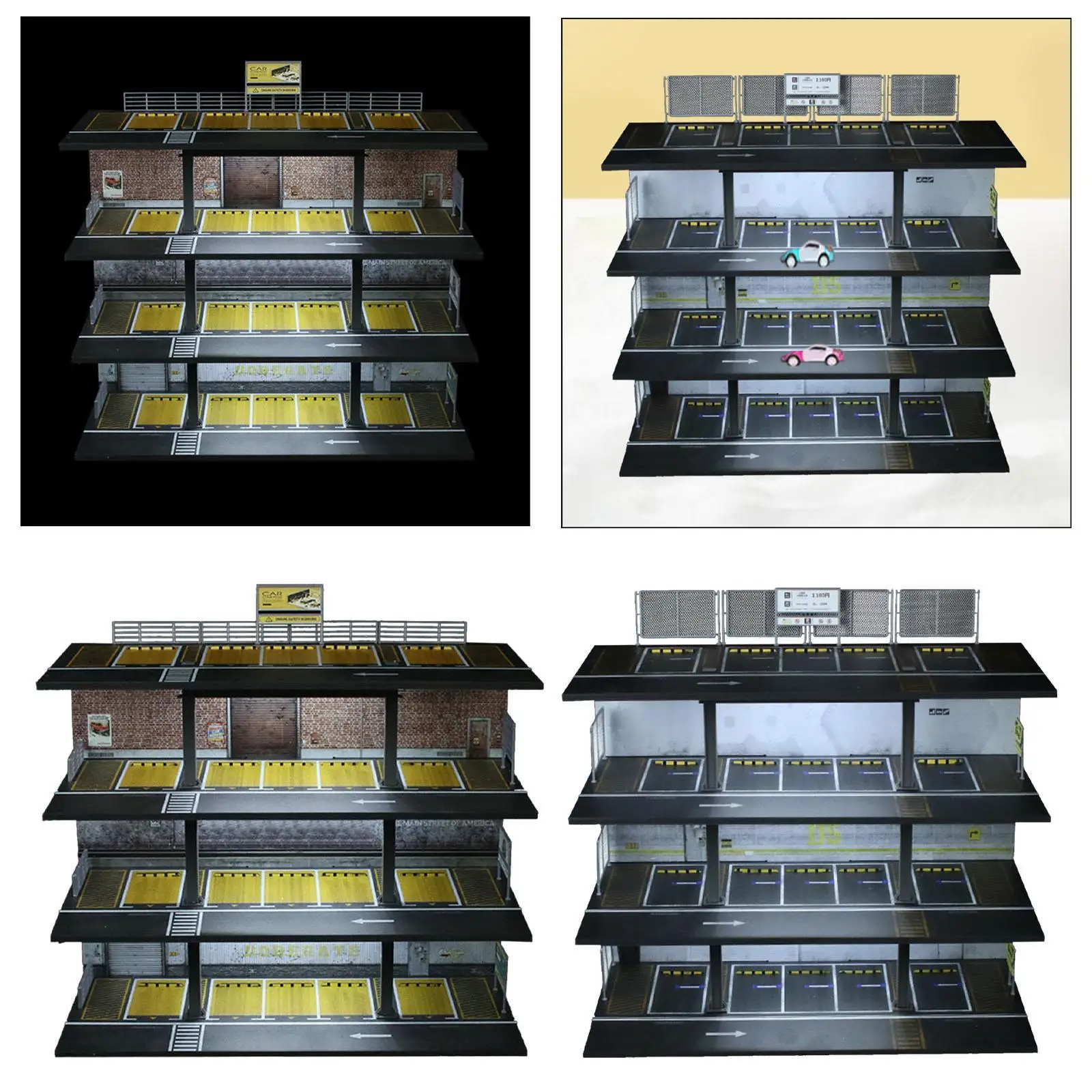 

1:64 Diecast Car Display Case Showcase Simulation Model Of Assembly Scene For Steel Frame Style Garage Lighting Version