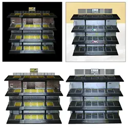 1:64 Diecast Car Display Case Showcase Simulation Model Of Assembly Scene For Steel Frame Style Garage Lighting Version