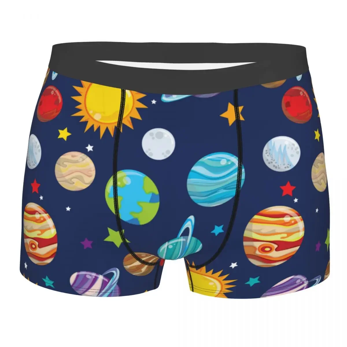 Men's Space Galaxy Planets Boxer Briefs Shorts Panties Breathable Underwear Male Humor Plus Size Underpants