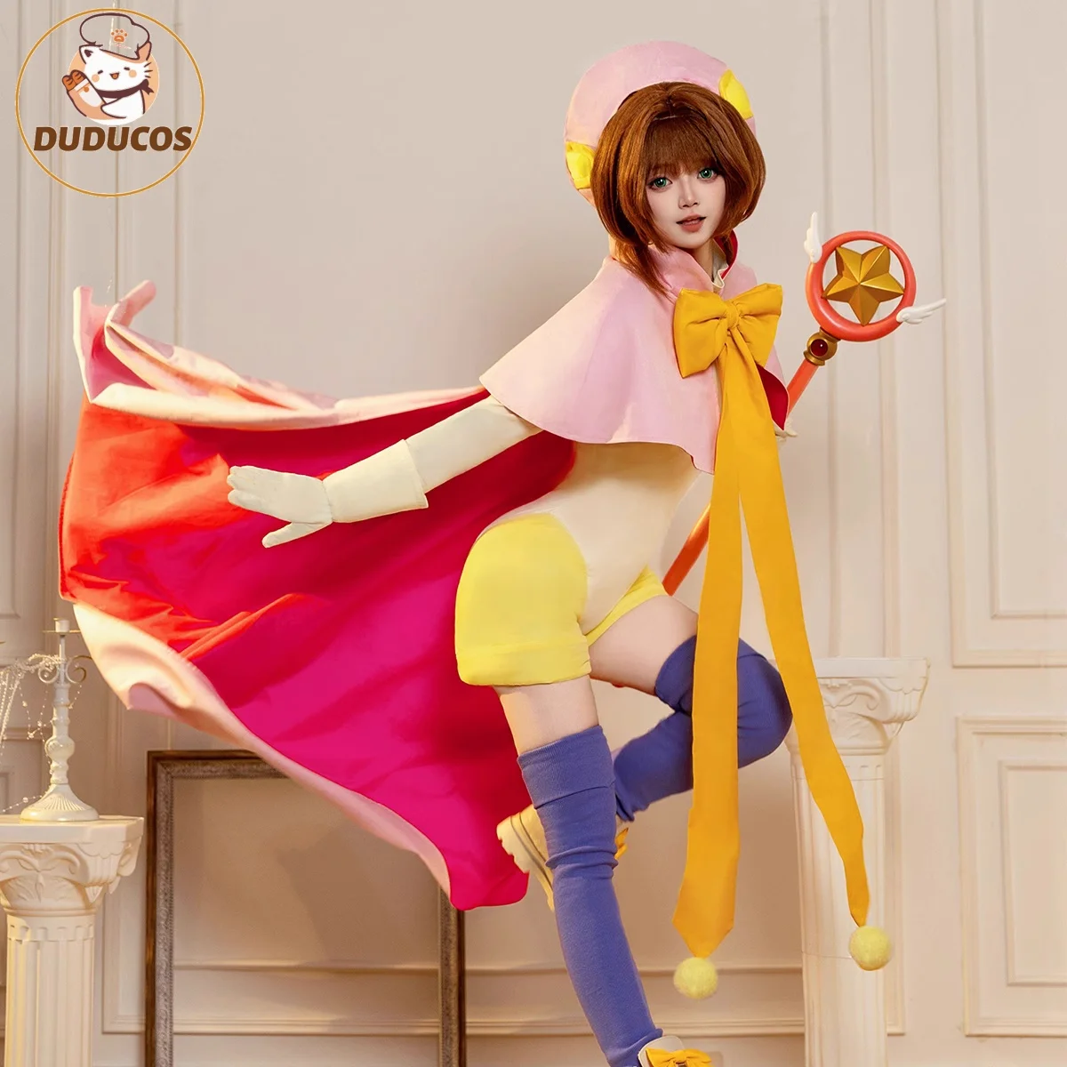 

Аниме Cardcaptor Sakura Card Captor Kinomoto Sakura Косплей Костюм Последняя сужда Плащ Комбинезоны Шляпа Парик Женский Милый Костюм