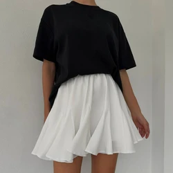 Minifalda blanca con volantes para mujer, faldas cortas plisadas y esponjosas de cintura alta, ropa de calle para fiesta, 2024