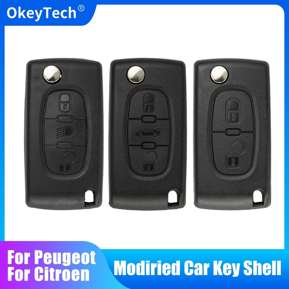 OkeyTech obudowa pilota z kluczykiem samochodowym dla Peugeot 207 307 308 407 607 807 dla Citroen C2 C3 C4 C5 C6 Flip składany klucz samochodowy