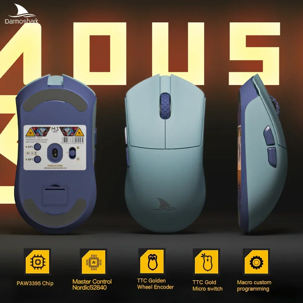 Imagem -02 - Darmoshark-mouse sem Fio Bluetooth para Jogos M3-pro Modos 4khz N52840 Sensor de 26k Dpi N52840 N52840