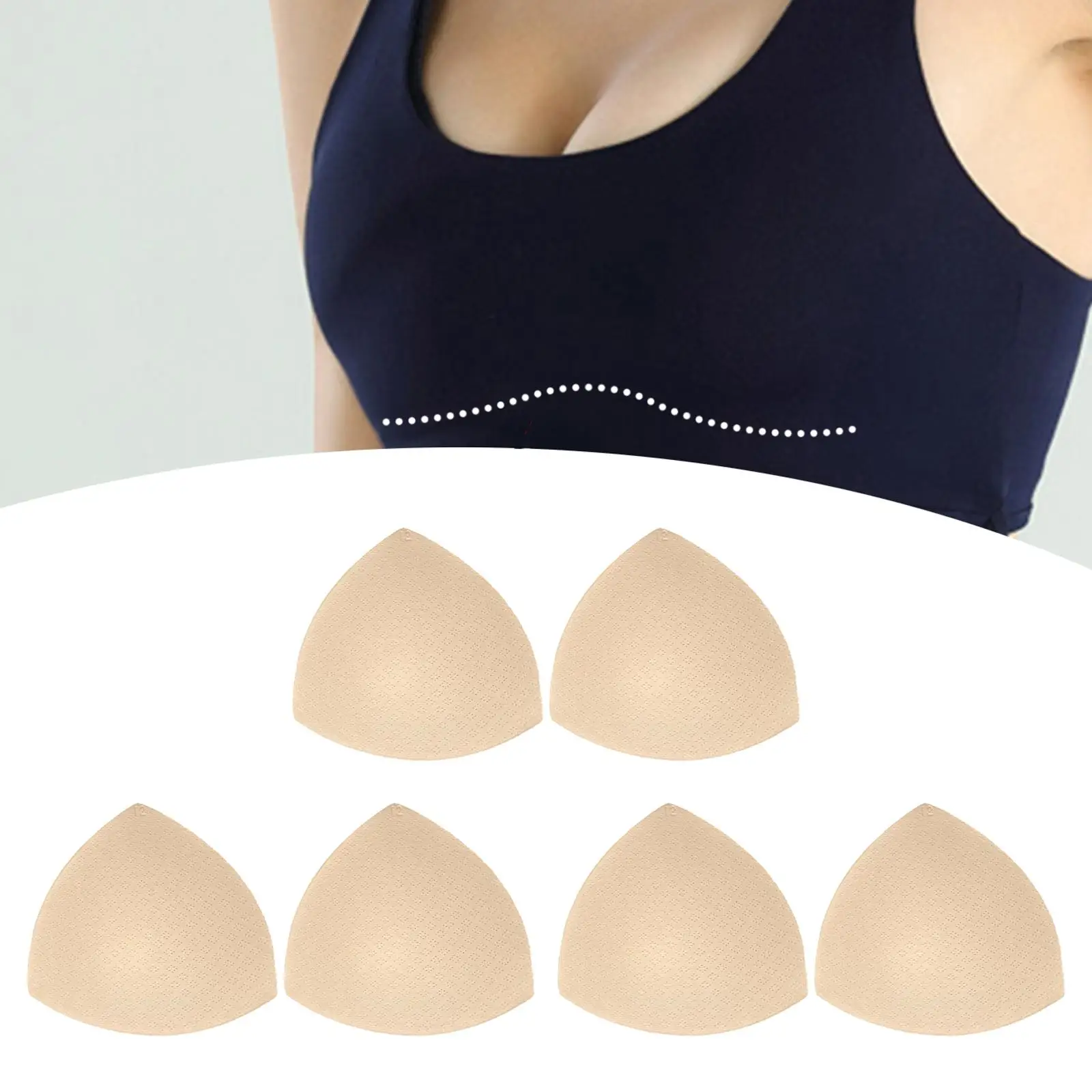 Breathable Bra Pad Insert Lightweight Triangle Sponge Removable Foam Pads Breast Enhancer for Sports Underwear Bikini