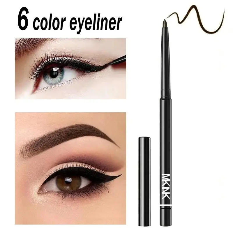 2Pcs Non Fading Automatic Rotating Eyebrow Pencil Eyeliner Waterproof Black Coffee for Gym Active Use
