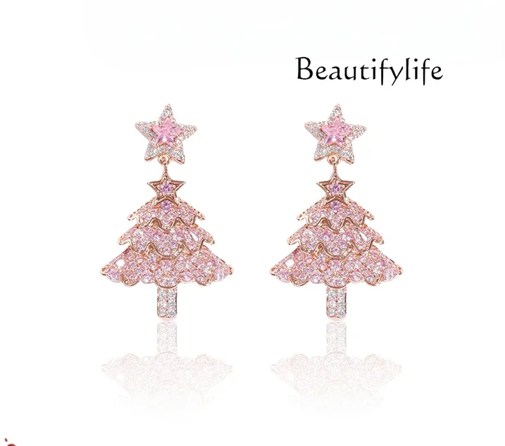 

Tassel light luxury high-end sense unique niche earrings women's autumn and winter new Christmas earrings