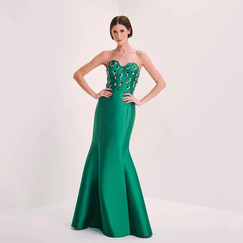 

Eightree Formal Mermaid Evening Dresses Green Sweetheart Beadings Prom Dress Saudi Arabia Party Cocktail Prom Gowns Custom Size