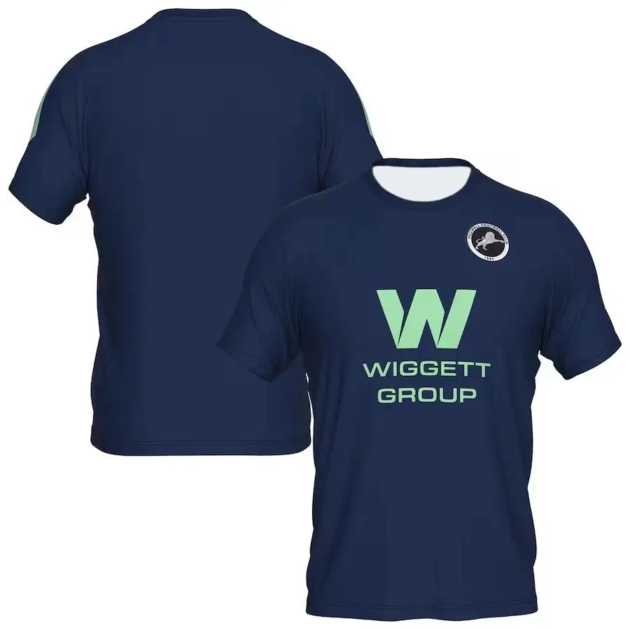 25/26 الإنجليزية كرة القدم ميلوال المنزل وبعيدا الفانيلة الرجال التجفيف السريع تنفس تي شيرت رياضي علوي للجنسين التدريب موحدة