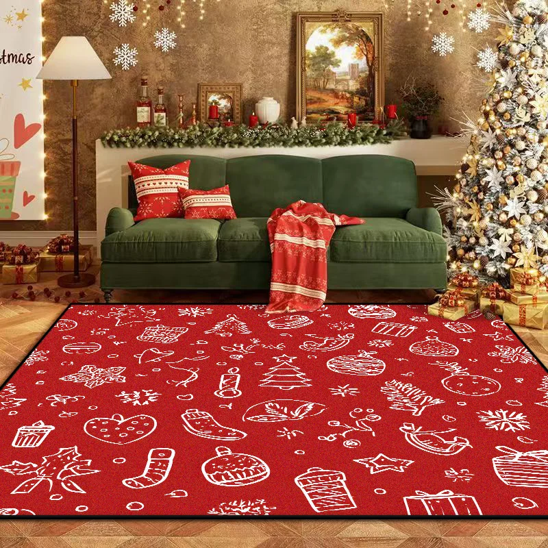 Christmas Style Carpet Living Room High-end Tea Table Rug Luxury Hairless Bedroom Bed End Anti-slip Large Area Mat Gaming Room
