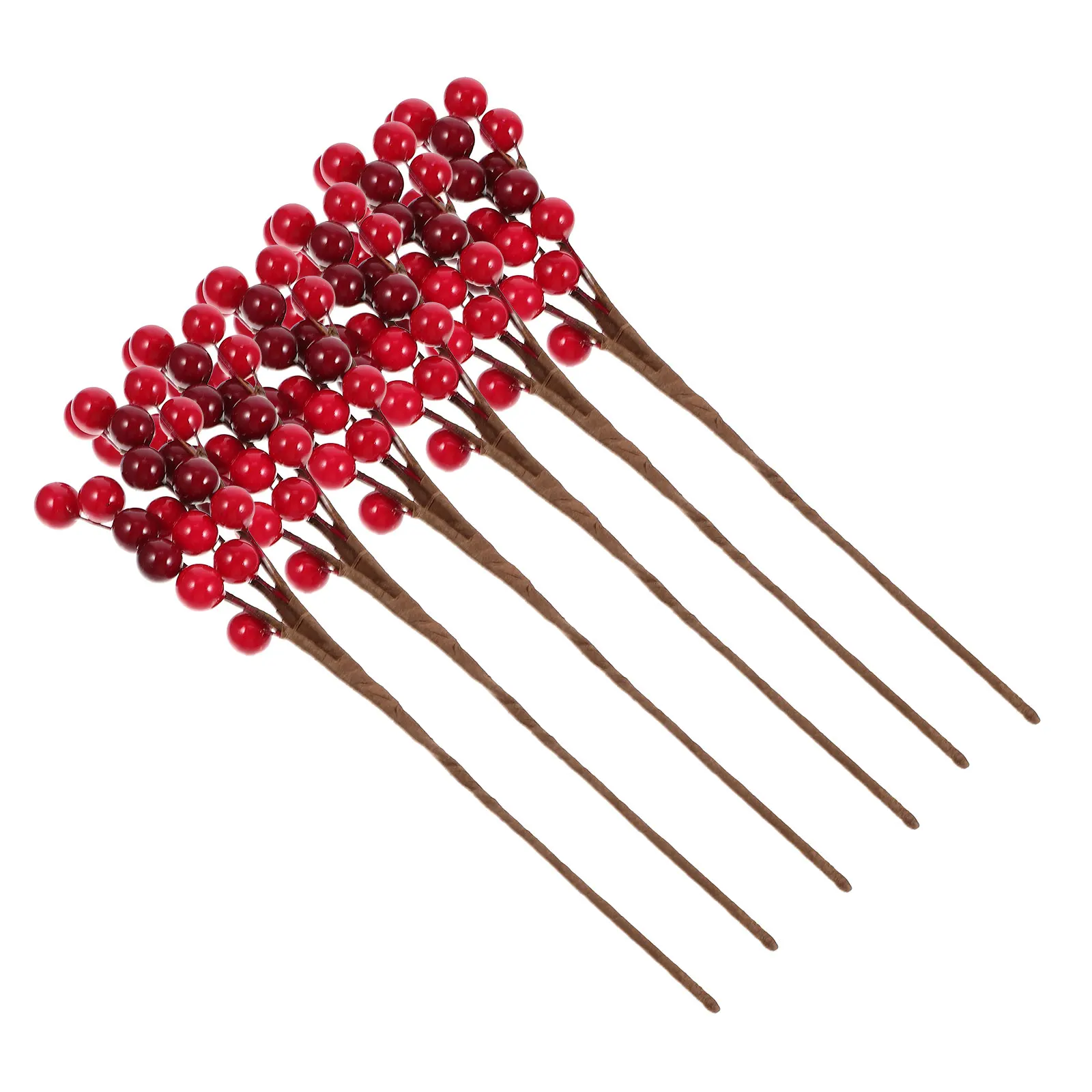 

10pcs Artificial Red Berry Stems Realistic Decoration Room Elegant Table Xmas Tree Faux Branches Stylish Party