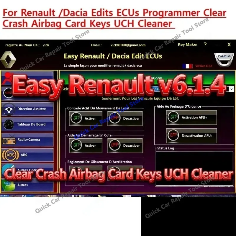 HOT for Renault  ECU Programmer Clear Crash Airbag Card Keys UCH Cleaner Easy Renault 6.1.4 Software WORK with OBDLink  Renolink
