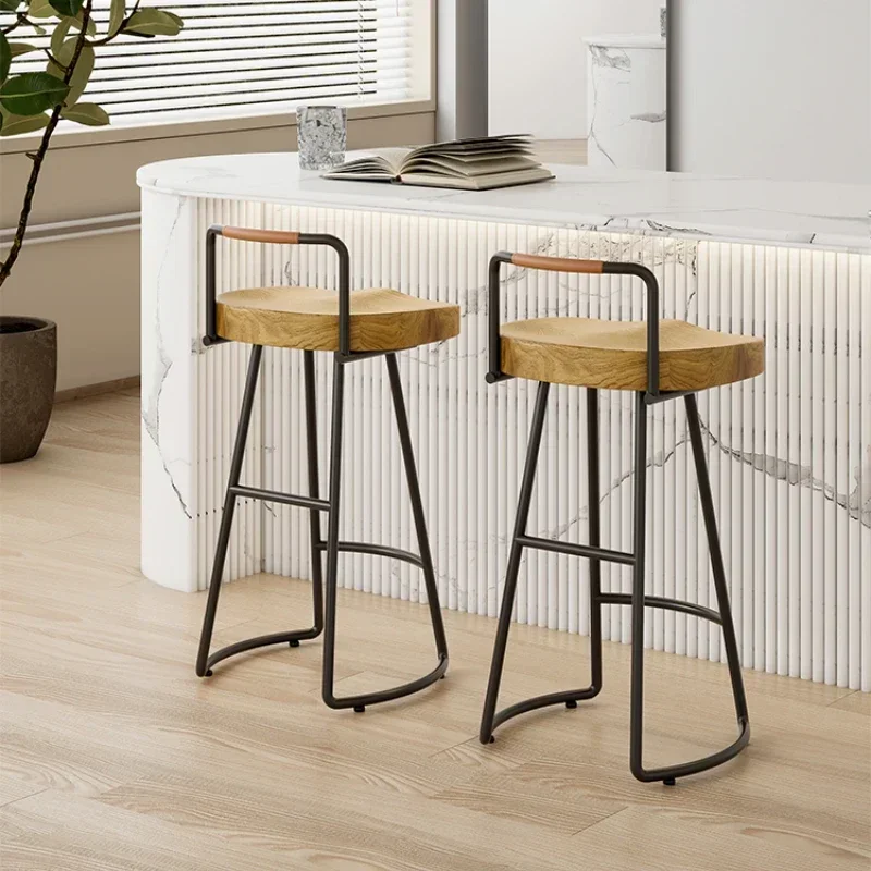 Nordic Backrest High Chair Modern Simple High Stools Solid Wood Bar Chairs Commercial Counter Stool Multi-scenario Application