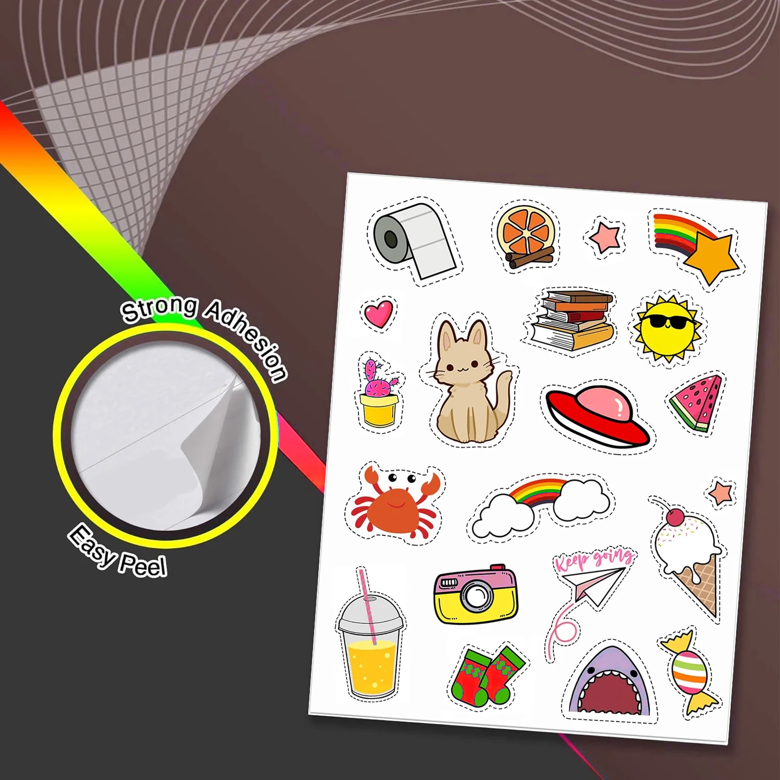 50 Sheets A4 Glossy White Label Sticker Paper for Inkjet Printing 8.3×11.7" DIY for Mailing, Office, Home Organization & Crafts