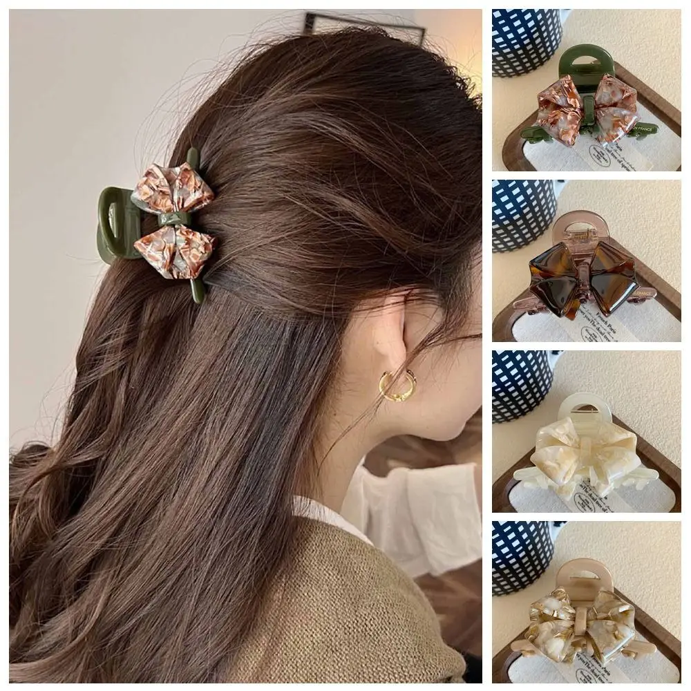 

Cute Jelly Retro Bow Acetate Hair Claw Hair Clip Hairpin Solid Color Shark Clip Headwear Geometry Shark Clip Travel