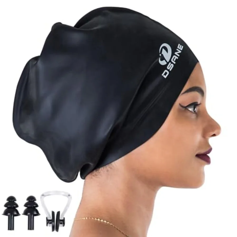 Extra Large Swimming Cap for Women and Men, Special Design Swim Cap for Very Long Thick Curly HairandDreadlocks Weaves Braids A