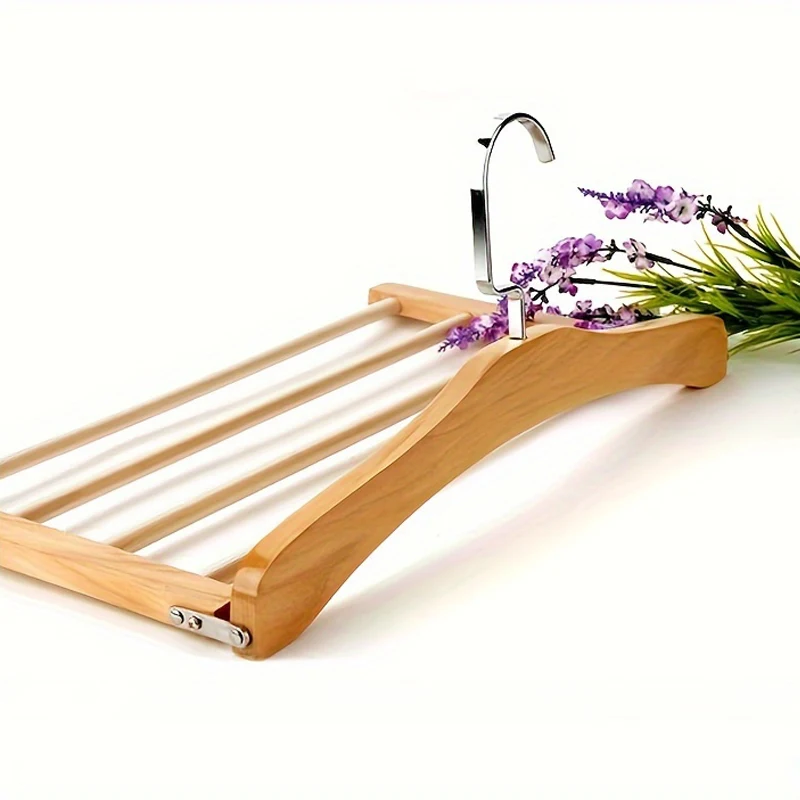 Solid Wood Multifunctional Multi-tier Trouser Rack Household Wooden Coat Rack Towel Scarf Tie Storage Rack Flocking Non-marking