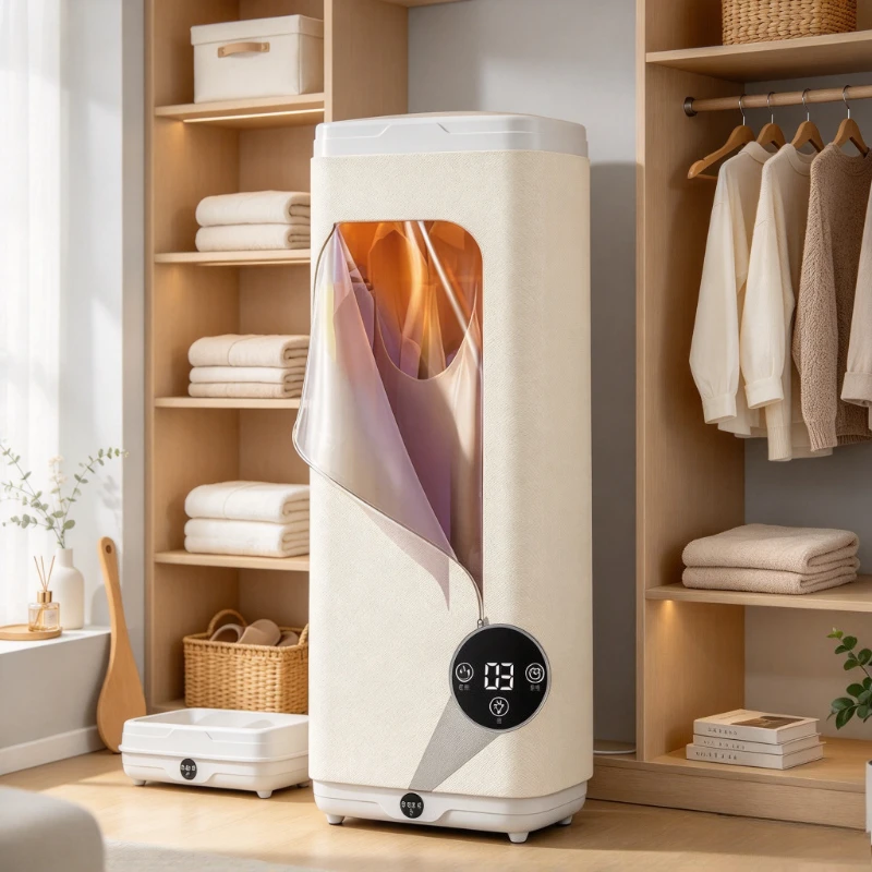 280L Foldable Clothes Dryer, Digital Display Warm Air Cabinet with 5H Timer, 360 Degree Circulation for Dorm Home Laundry Use