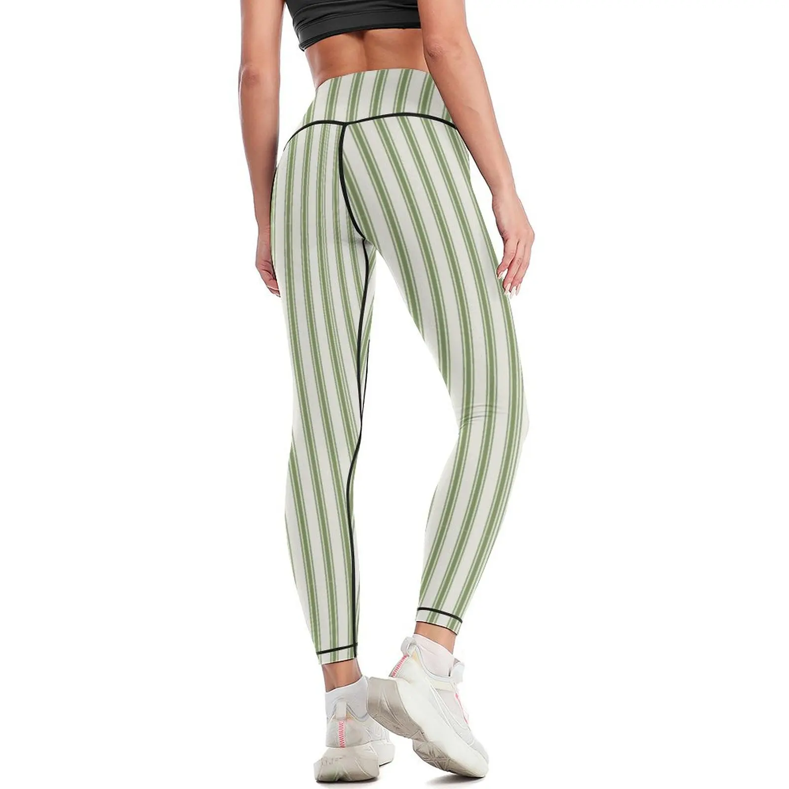 Ticken grüne und weiße Streifen Leggings Golf tragen Kleidung Fitness Frauen Strumpfhosen Damen Leggings