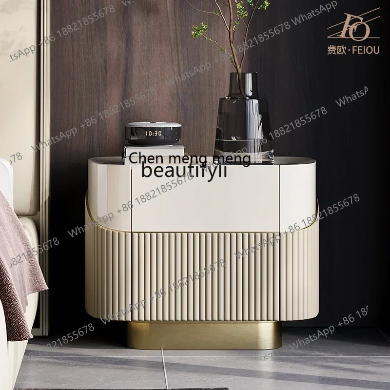 

X Light luxury bedside table marble Italian modern high-end villa large flat floor customizationAA