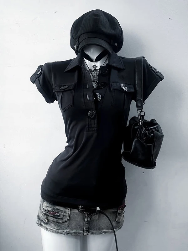 

Boya Girl Vintage Bla ket Design ort Sve T-irt Women's Summer Faion Top Cotton Stretch Ne Regular Fit