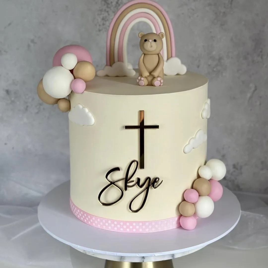 Custom Cake Accessory - 1PC Personalized PMMA Cross Metallic Shine Name Laser Engraved DIY Decor for Celebrations, Events & Mean