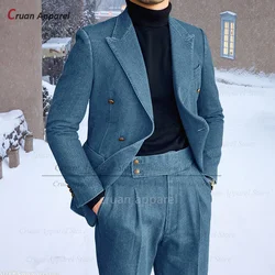 I più nuovi set di abiti in tessuto denim per uomo Attività casual Abiti di moda Ritorno a casa Costumi quotidiani maschili Giacca Pantaloni 2 pezzi