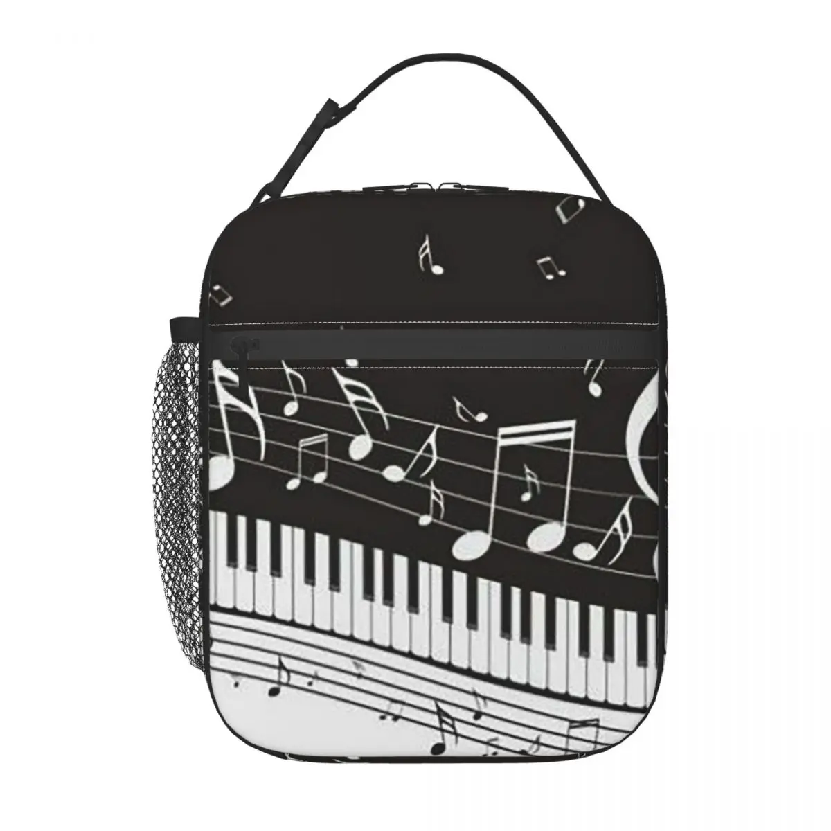 Golden Musical Notes Piano Keyboard Insulated Lunch Bag for Women Kids Leakproof Food Boxes Thermal Lunch Box Tote