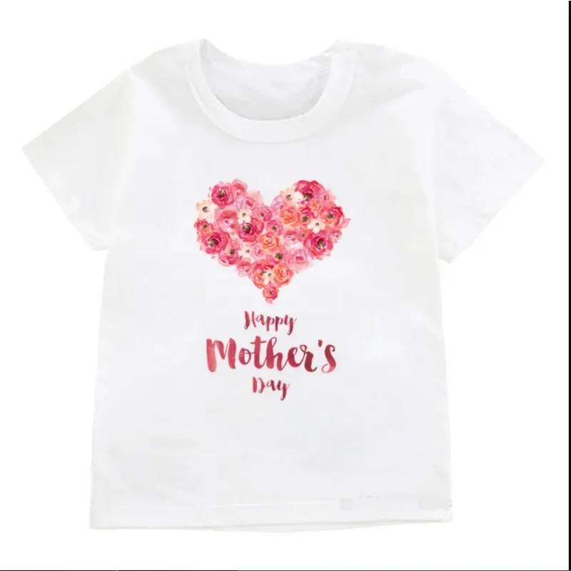 Camiseta divertida de verano para el día de la madre, camisetas blancas de manga corta para niña y niño