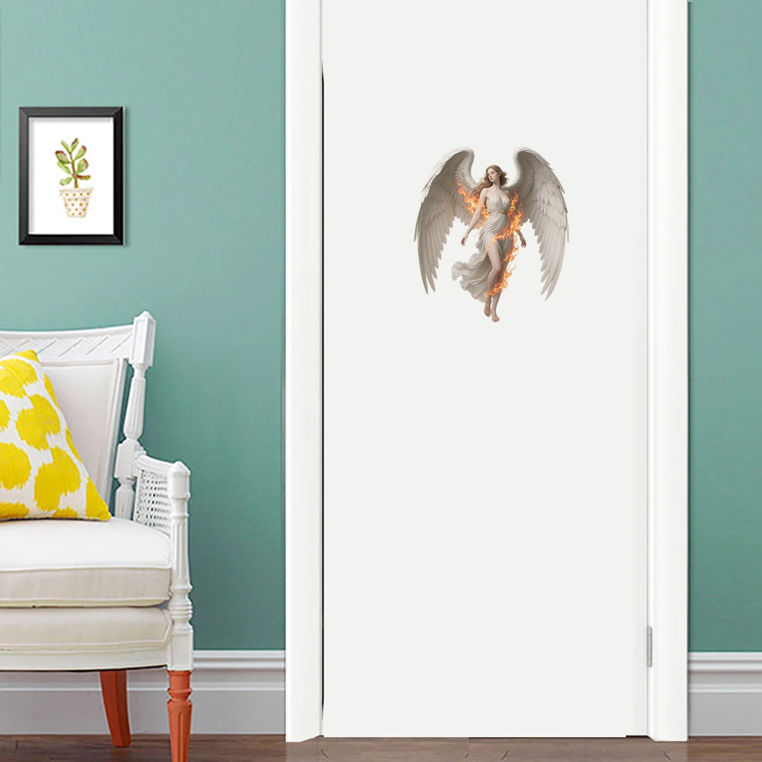 Three Ratels CAB105 Beautiful flame angel art wall stickers for home decoration Personalized car decals