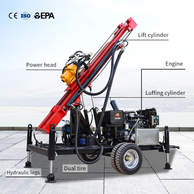 Rig Pengeboran Batu Multifungsi untuk Sumur Air, Penggerak Empat Roda, Rig Pengeboran Sumur Air Besar