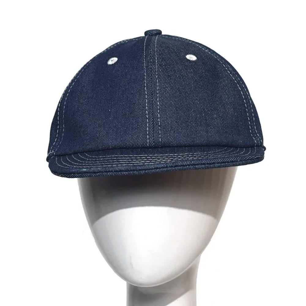 Vintage Denim Baseball Cap Short Brim Hip-hop Style Trucker Style Cap Breathable Adjustable Low Profile Caps for Men and Women