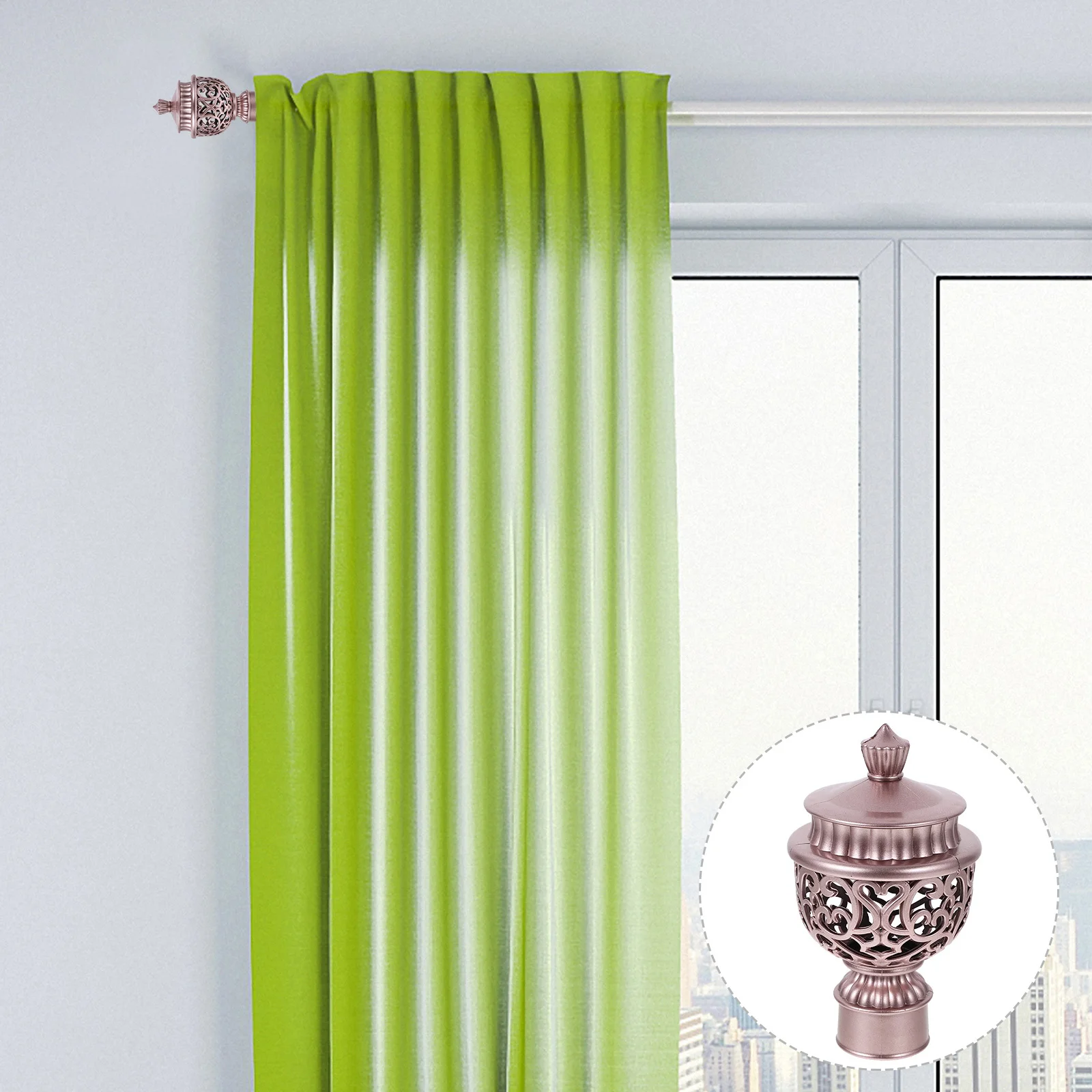 

4pcs Hollow Curtain Rod Head Rose Gold Decorative Ends For Shower Curtain Pole Stylish Wear-Resistant Home Decoration