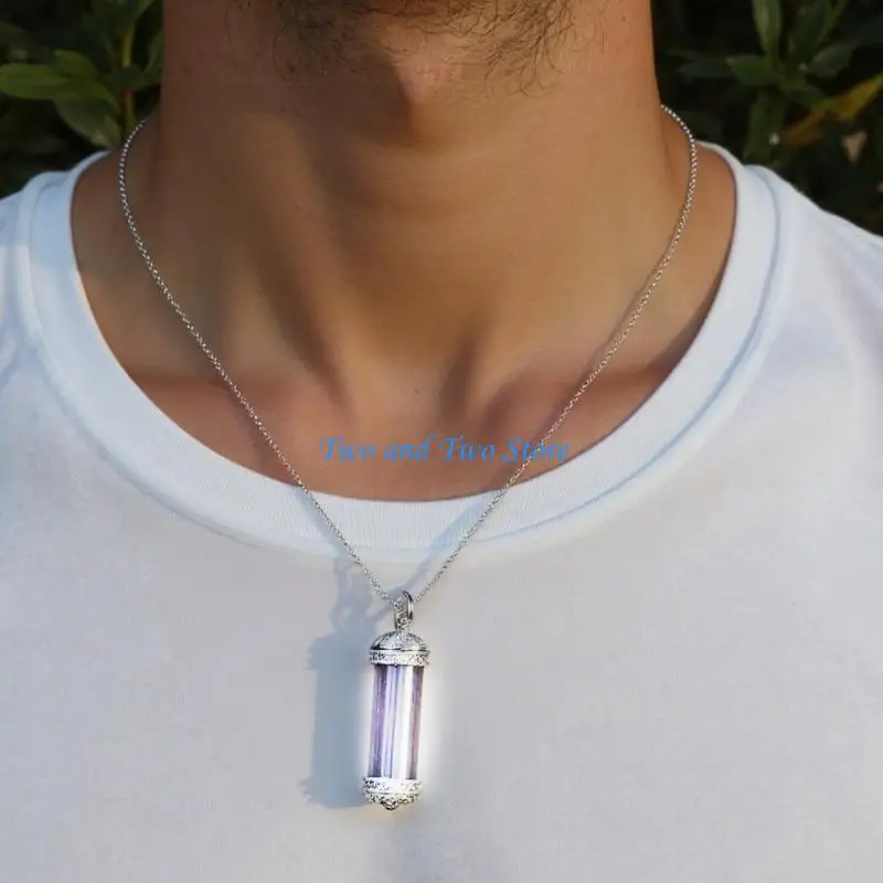 

HX6F Engravable Acrylic Bottle Necklace Secure Metal Clasp Fragrances Jewelry