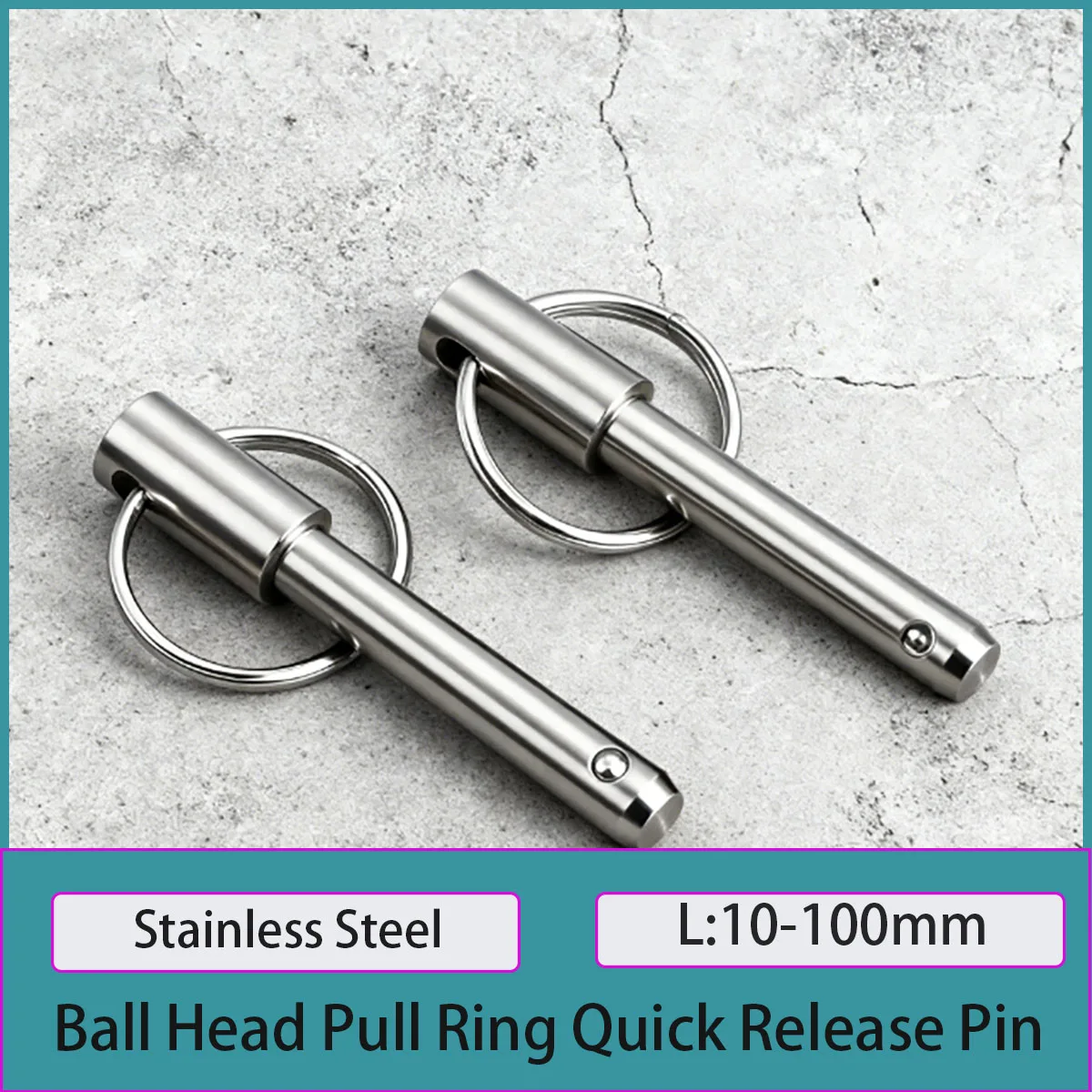 

M10 L:10-100mm Pull Ring Quick Release Pin Stainless Steel Ball Head Locking Pin For Machinery